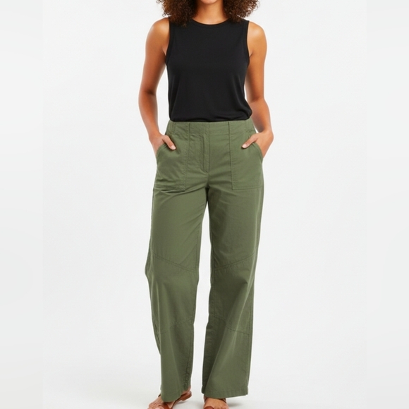 Chico's Pants - CHICO'S Wide Leg Cargo Pants Olive Green Utility Patch Pockets XL (3)